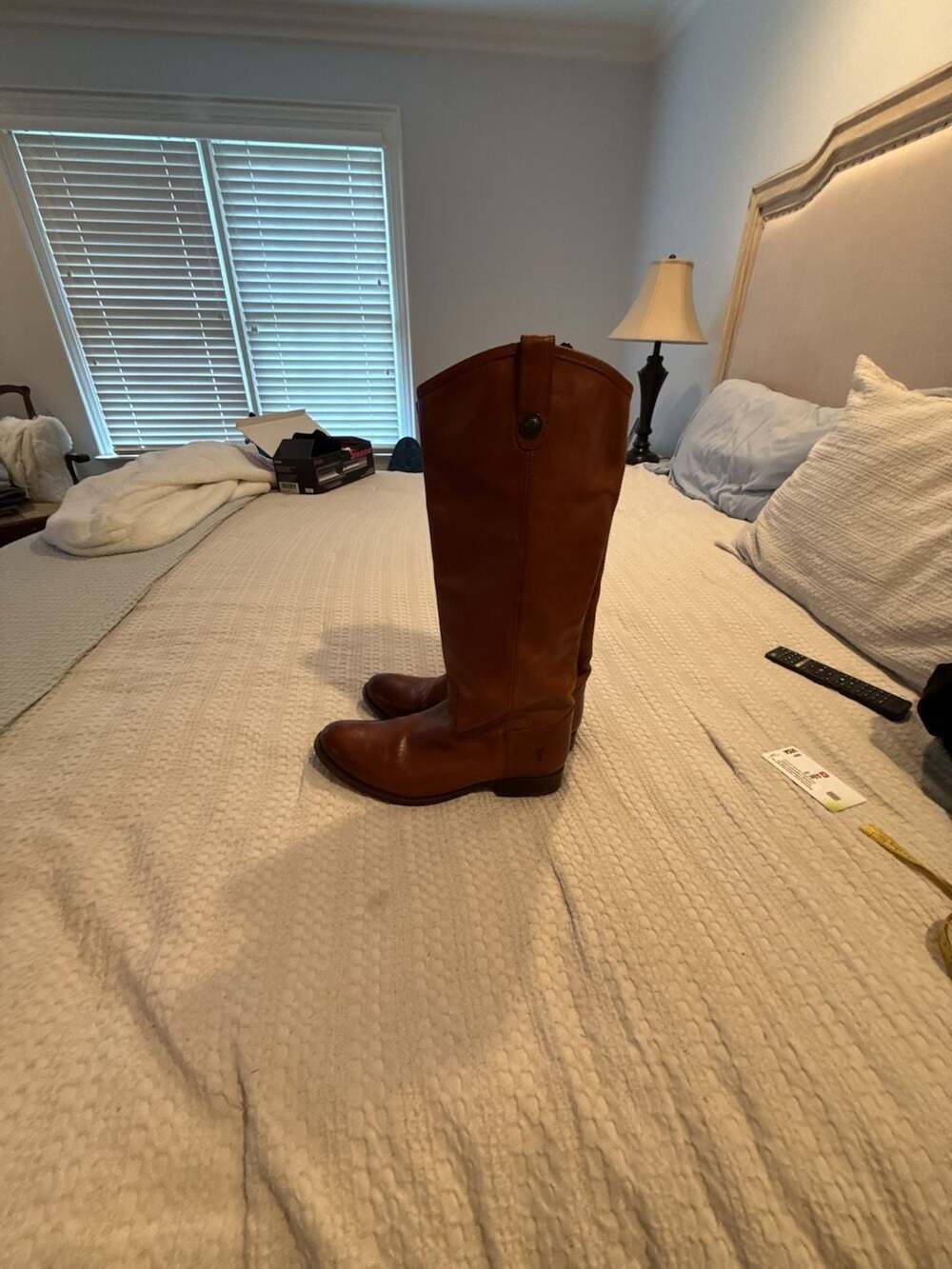 Frye Melissa Button Riding Boots Cognac Leather